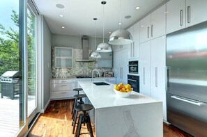 Private kitchen - Modern Waterfront w/ Pool + Beach Access (East Hampton)