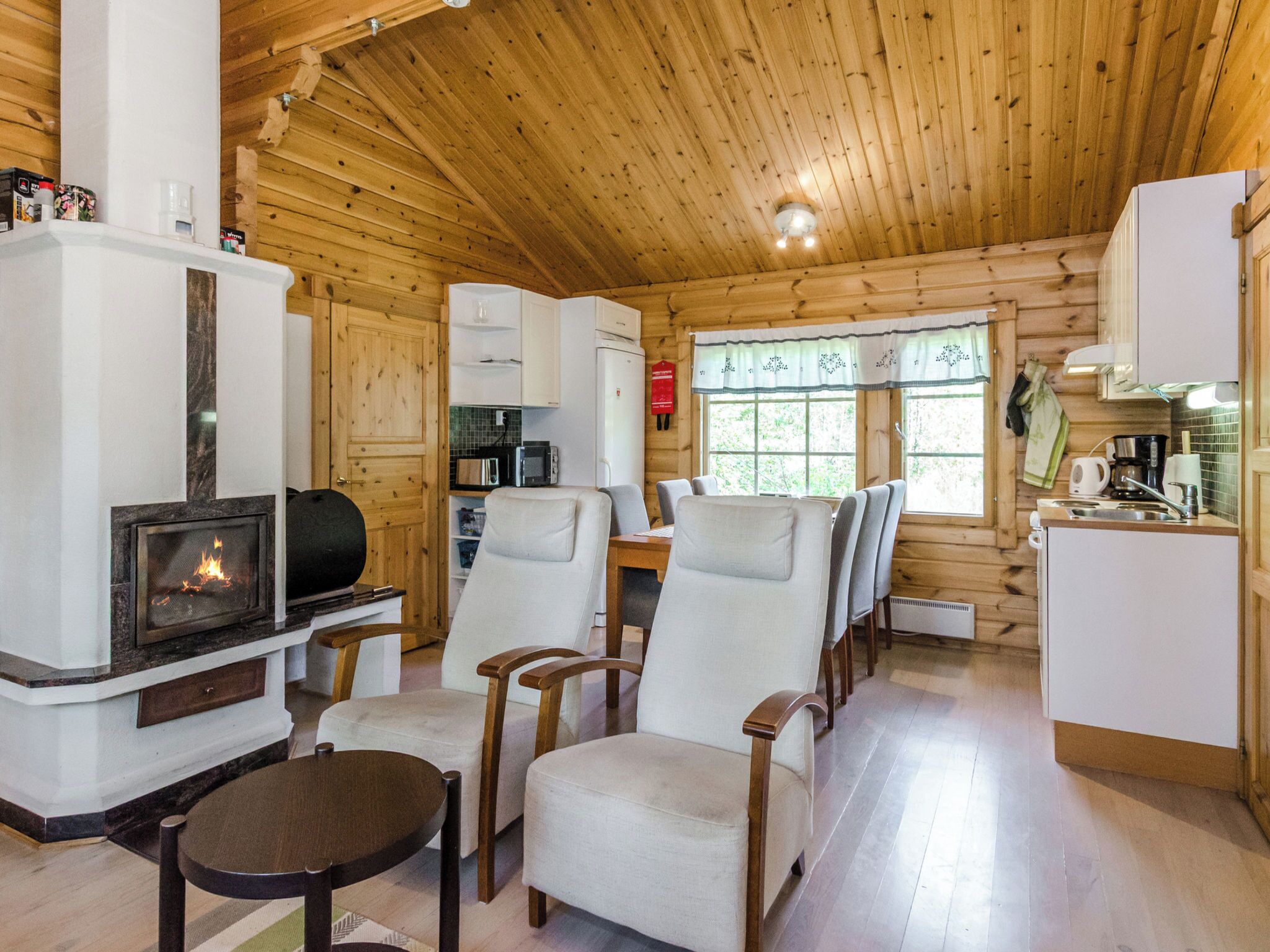 Fridge, microwave, cookware/dishes/utensils