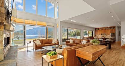 Private beach with panoramic lake views