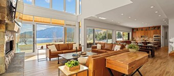 Private beach with panoramic lake views