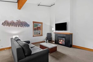 TV, lareira, escritórios