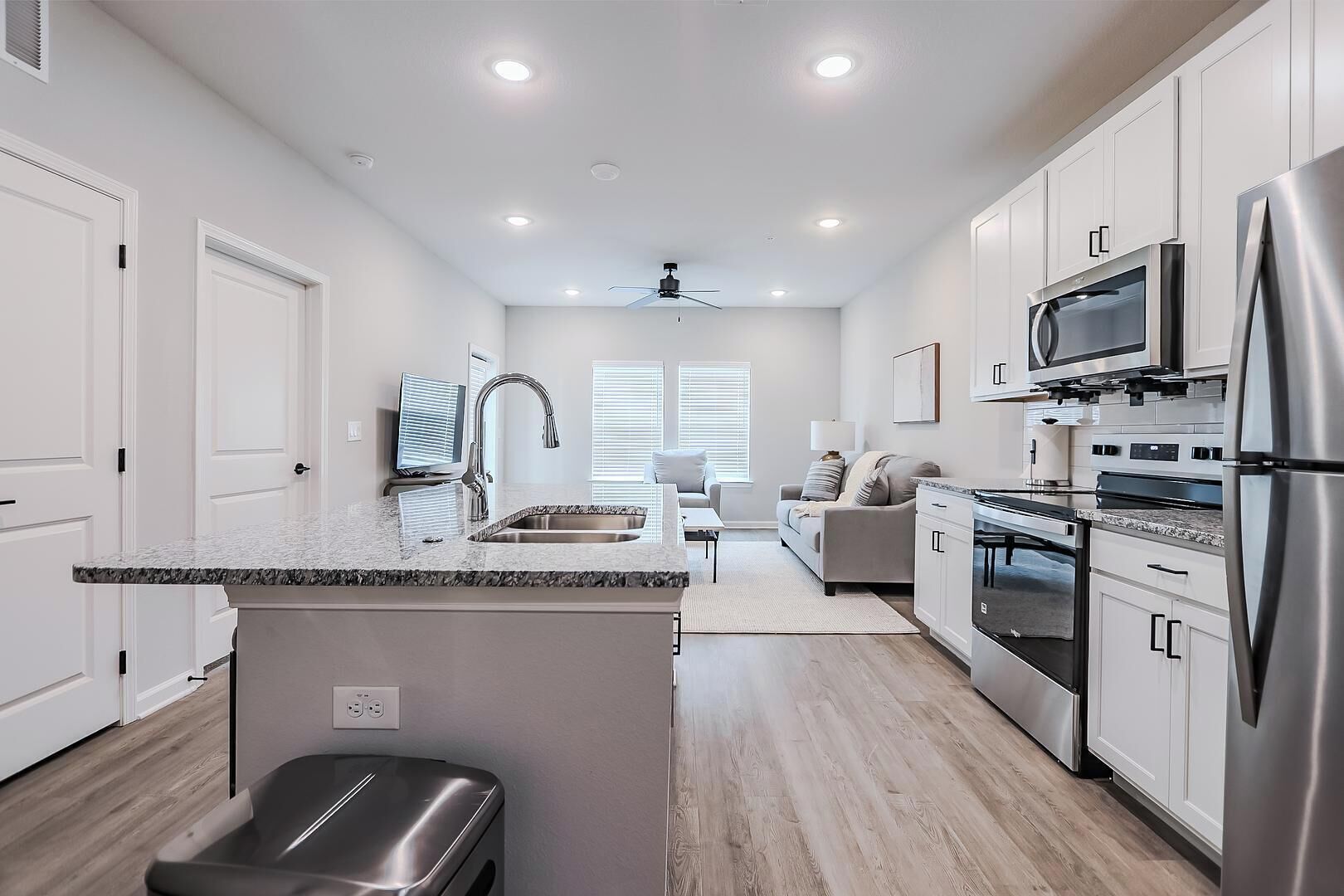 Fridge, dining table