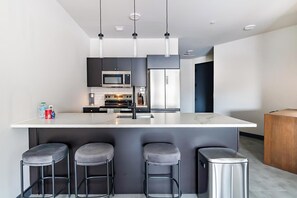 Fridge, dining tables