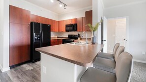 Fridge, dining tables