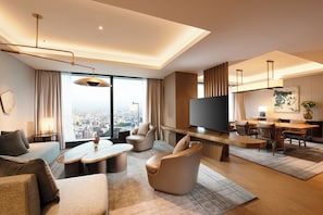 Premium Suite, 1 King Bed, Corner | Living area | 55-inch flat-screen TV with digital channels - Conrad Nagoya (Nagoya)