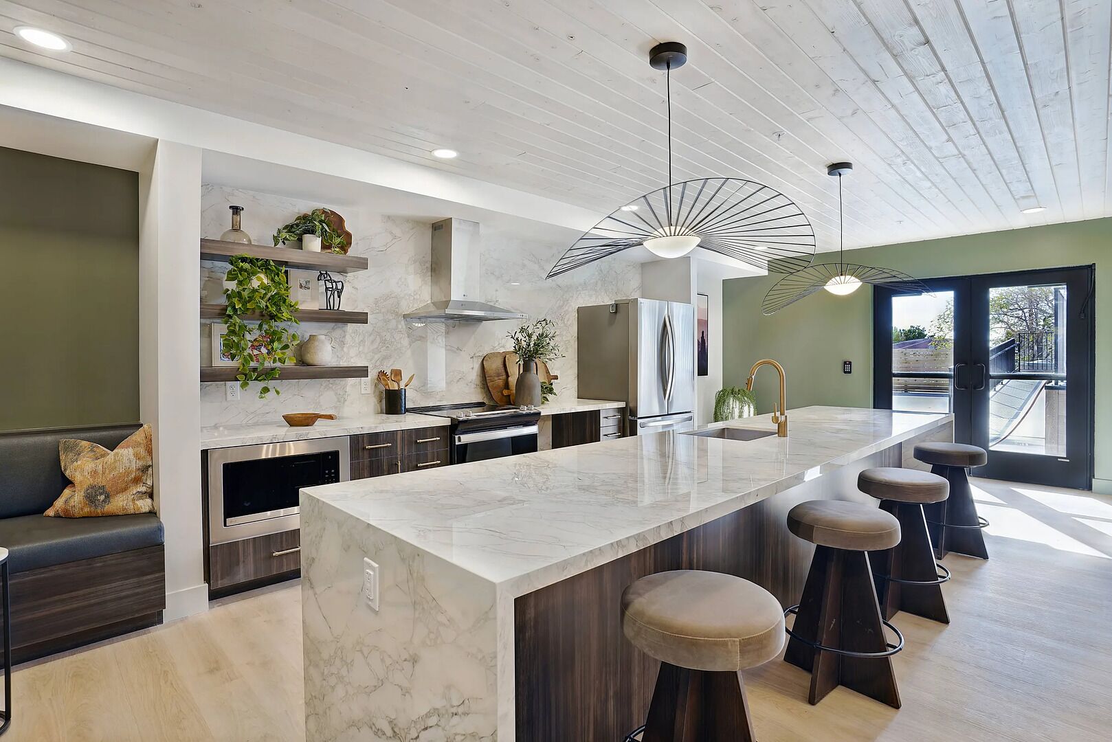 Fridge, dining tables
