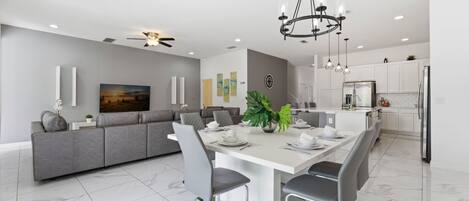 Design-talo, useita makuuhuoneita, yksityinen uima-allas (1 Bedroom) | Oleskelualue | Älytelevisio