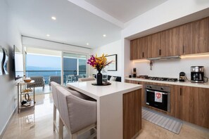 Fridge, microwave, oven, stovetop - Oceanfront Condo – 13th Floor | 8 Heated Pools | Rooftop Gym | 500 Mbps WiFi (Puerto Vallarta)