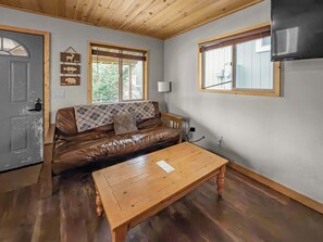 TV, fireplace - Holmes Hub I Hot Tub + DogFriendly Retreat (Big Bear)