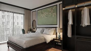 Chambre Double Deluxe, vue ville | Espace de travail pour ordinateur portable, rideaux occultants