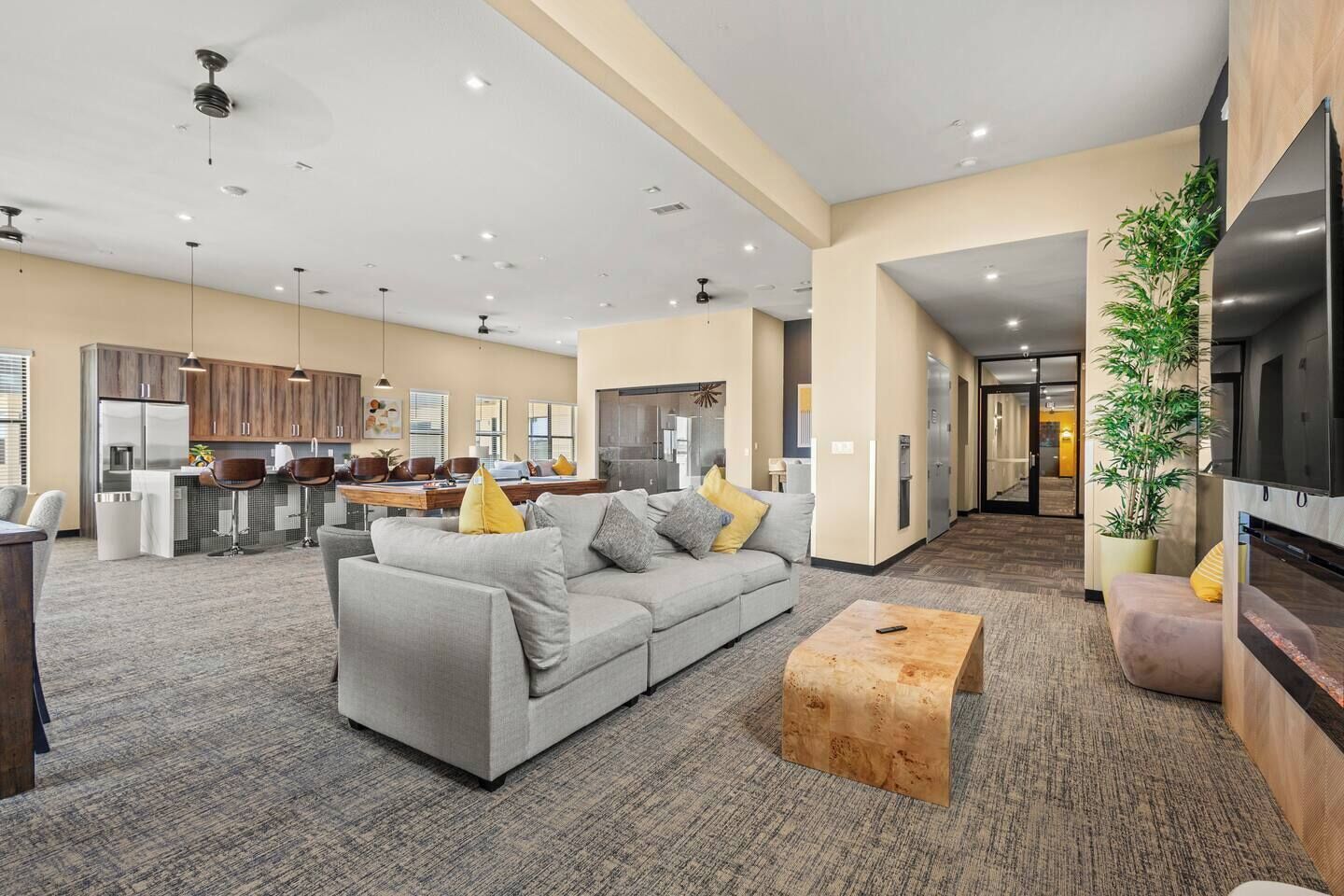 TV, fireplace, offices