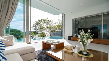 Villa – premier, sjøutsikt | Oppholdsområde