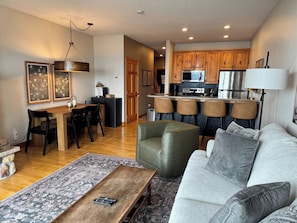 Smart TV, fireplace, DVD player, video library