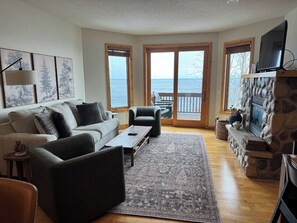 Smart TV, fireplace, DVD player, video library