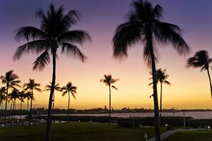 A sunset view with palm trees and a body of water. - Waterfront Luxury Villa With Sunset Views and Boat Slip (Marathon)