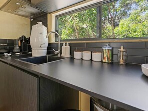 Fridge, stovetop, cookware/dishes/utensils, spices - Crown Equine Retreat Fern Cove (North Dandalup)