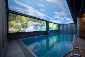 Indoor pool, pool umbrellas