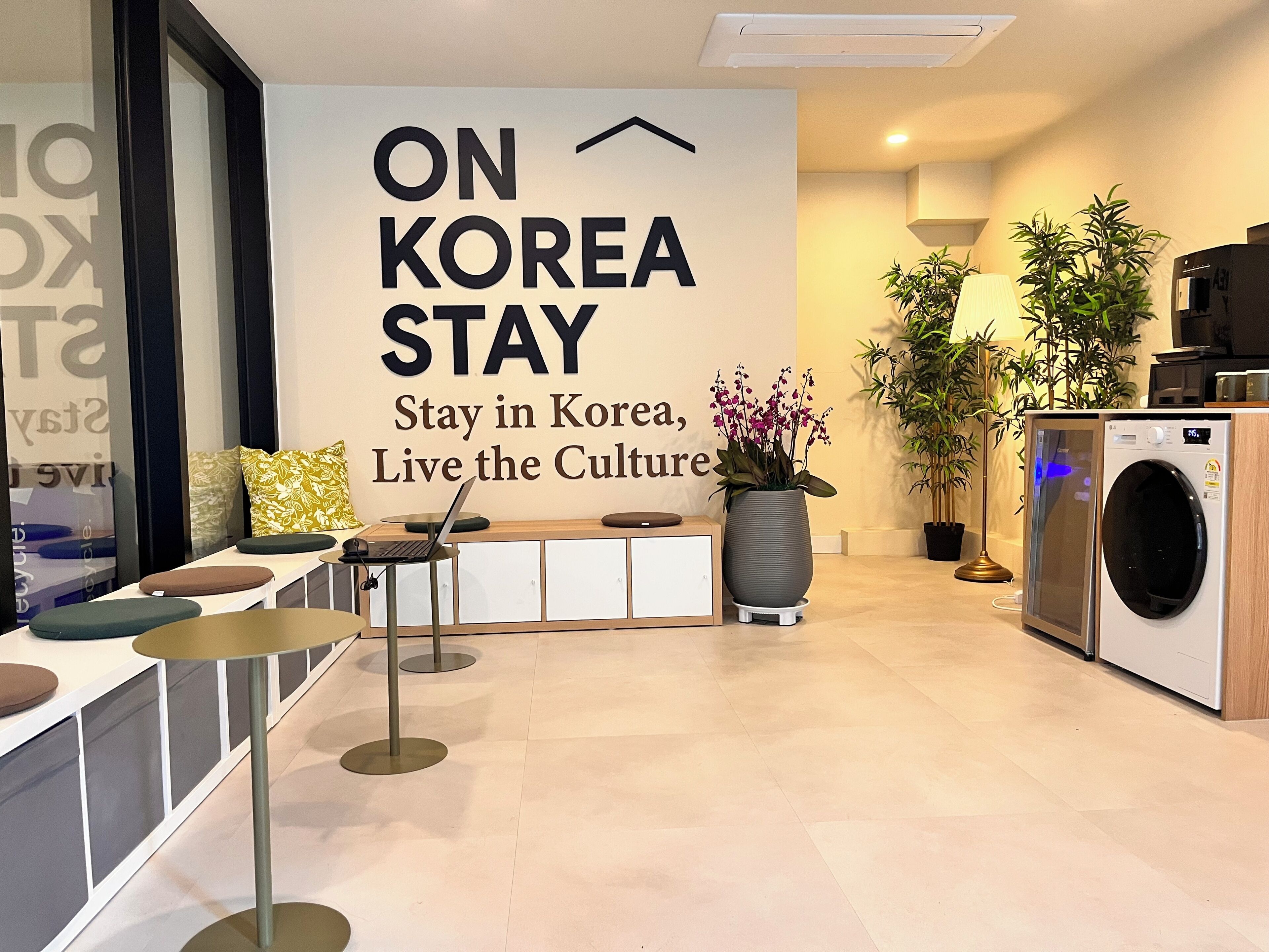 Mini-fridge, microwave, dining tables