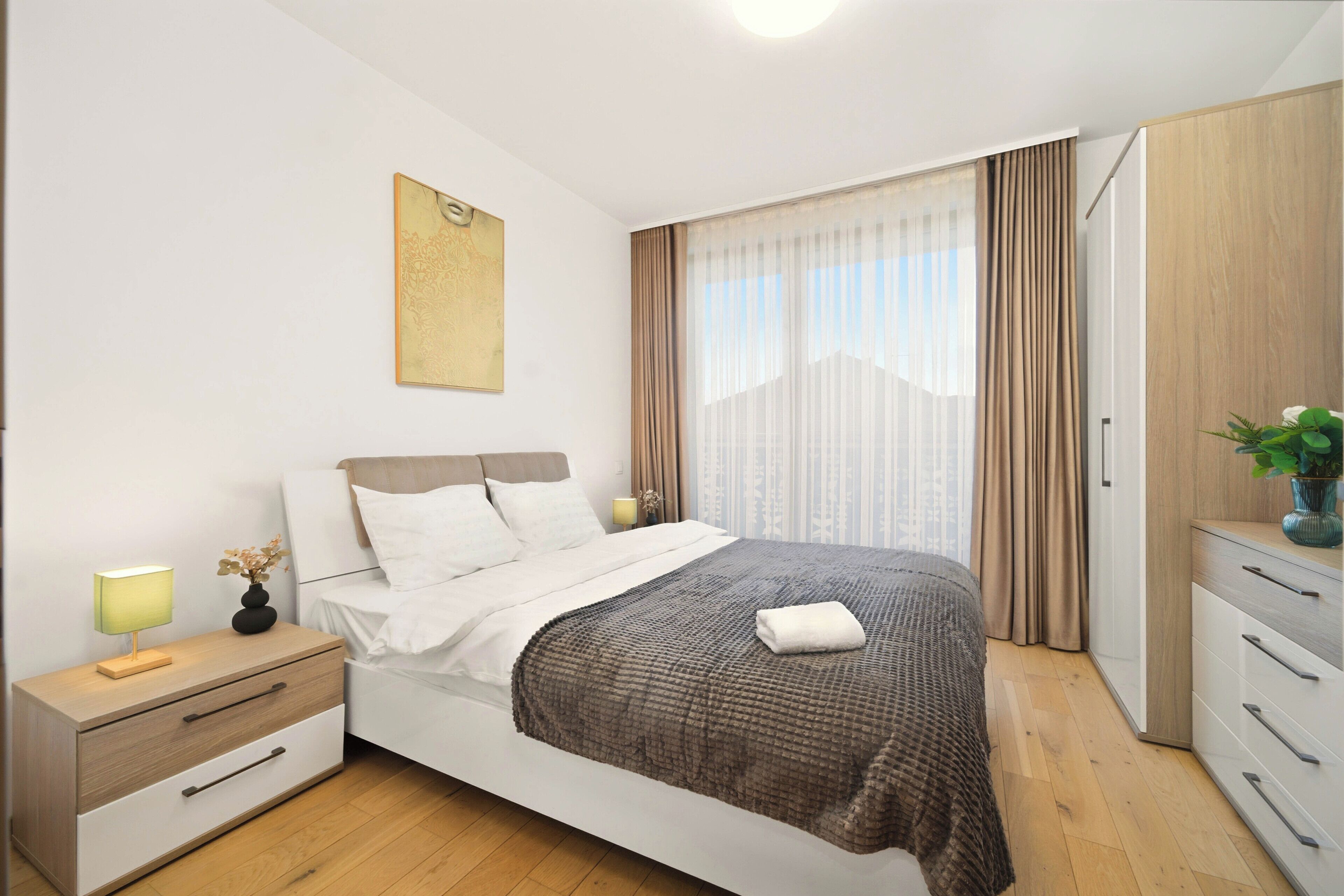 Family Apartment, 3 Bedrooms, Garden View | Desk, laptop workspace, free WiFi