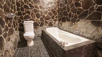 Double Room, Balcony, Garden View | Bathroom | Separate bathtub and shower, towels, soap, toilet paper