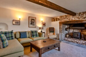 TV, fireplace - Syncocks Farm Cottage (Petrockstow)