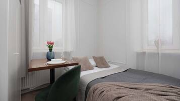 Iron/ironing board, travel crib, WiFi, bed sheets