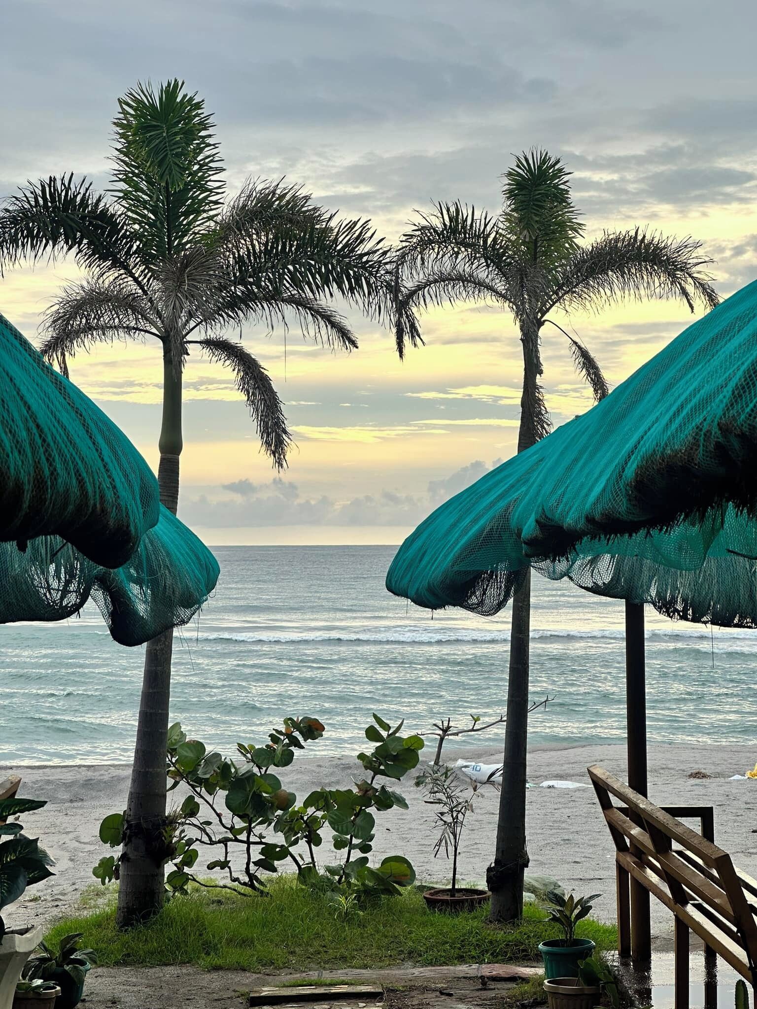 On the beach, white sand