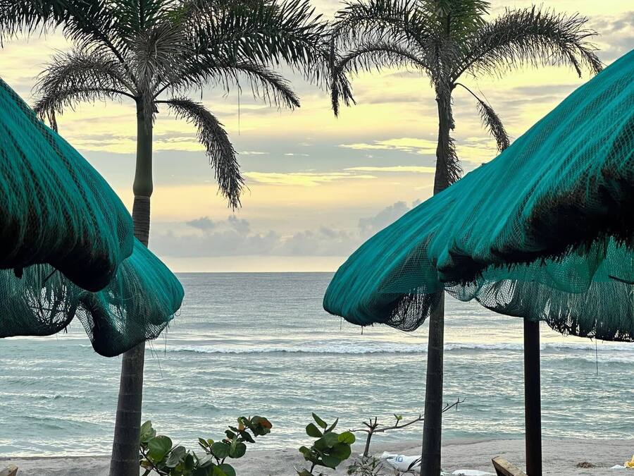 On the beach, white sand