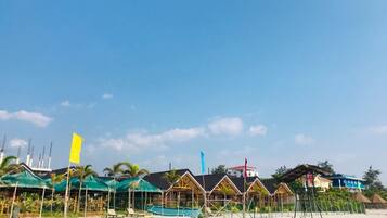 On the beach, white sand