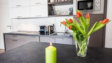 Kjøleskap, mikrobølgeovn, kokeplater og oppvaskmaskin