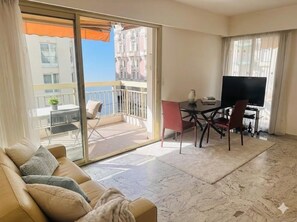 Living area - 1-Bed Apt by Carlton Hotel Large Private Terrace Steps from La Croisette (Cannes)