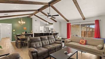 TV, fireplace, offices