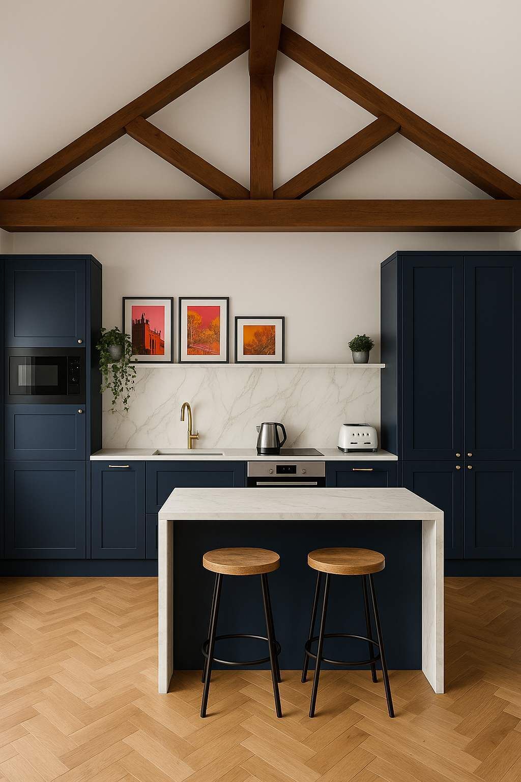 Fridge, microwave, oven, dishwasher