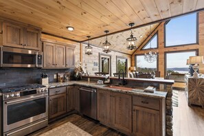 Fridge, microwave, oven, stovetop - Epic Mountain Views: Hot Tub, Games and Firepit (Ellijay)