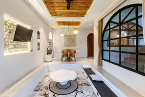 Deluxe Villa, Patio, Pool View | Living area | 32-inch LCD TV with cable channels - Maha Villa Ubud  (Sukawati)