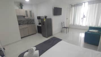 Studio – comfort, terrasse, utsikt mot innsjø | Blendingsgardiner, strykejern/-brett og wi-fi (inkludert)