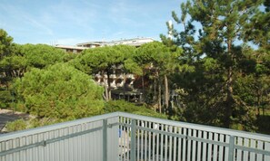 A building with a white facade and multiple windows, surrounded by dense green trees. - Apartment 50mt From the Beach (Lignano Sabbiadoro)