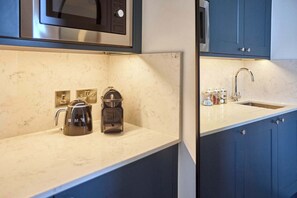 Microwave, coffee/tea maker, electric kettle, cookware/dishes/utensils - The Host & Stay | The Langley Hotel, Apartment 2 (Whitby)