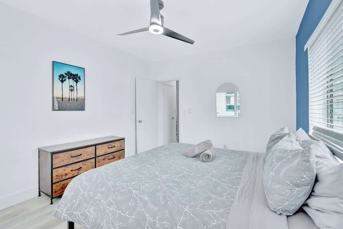 Cozy bedroom with a king bed and hotel-quality linens.