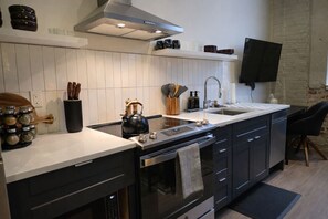 Fridge, microwave, oven, stovetop - Historic Loft | Soaring Ceilings, 2 Beds,Downtown (Spokane)
