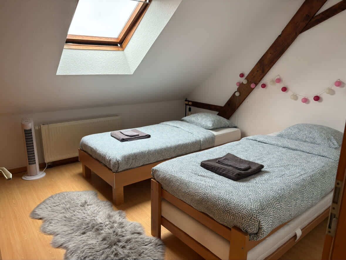 1 bedroom, desk, iron/ironing board, travel cot