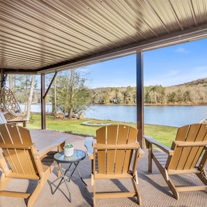 Terrace/patio - Page Lake Lakefront Home near Elk Mountain (New Milford)