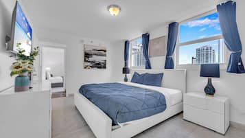 Deluxe Apartment, City View | Desk, laptop workspace, free WiFi