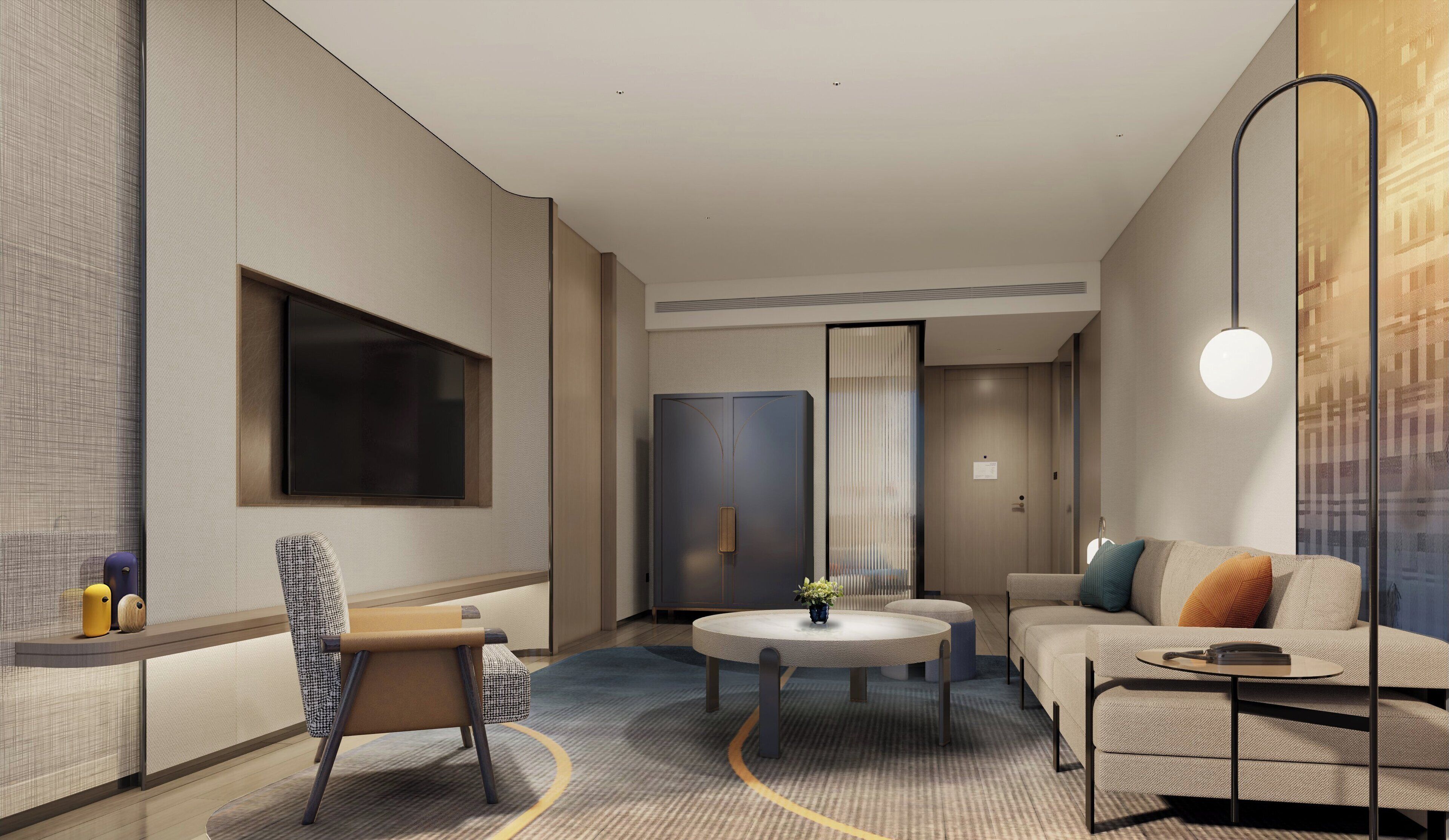 Suite familiar, 2 habitaciones | Caja de seguridad en la habitación y escritorio 