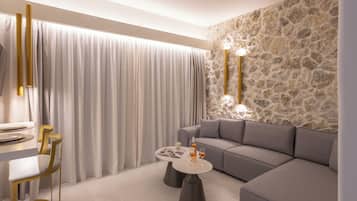 Maisonette with Private Pool, Sea View | Area soggiorno