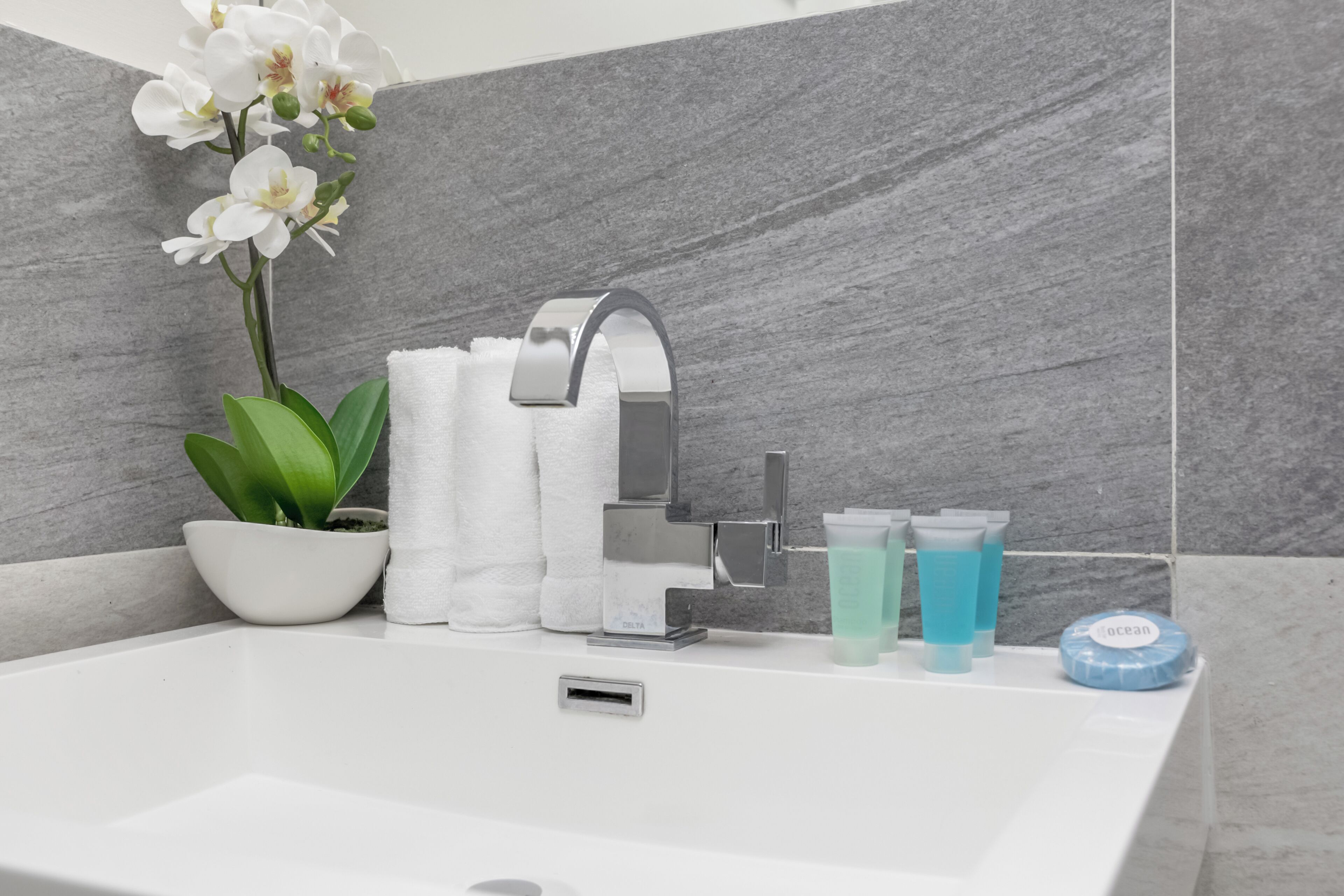 패밀리 스튜디오, 간이주방, 해변 (Self check-in) | 욕실 | 샤워 시설, 무료 세면용품, 헤어드라이어, 타월