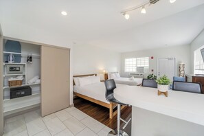 Family Studio, Kitchenette, Beachside (Self check-in) | In-room safe, desk, laptop workspace, iron/ironing board - Casa Colaretta By At Mine Hospitality (Miami Beach)