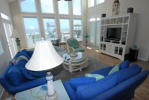 Living area - Oceanfront 5 bedroom beach house with private pool (Ocean Isle Beach)
