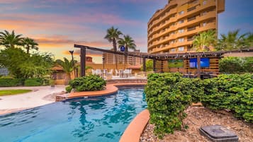 Luxury Apartment, Ocean View | Pool | 3 outdoor pools, free cabanas, pool umbrellas