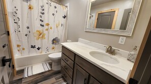 Regadera, secadora de cabello, toallas, jabón 